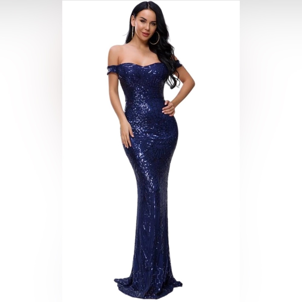 Blue sequin gown